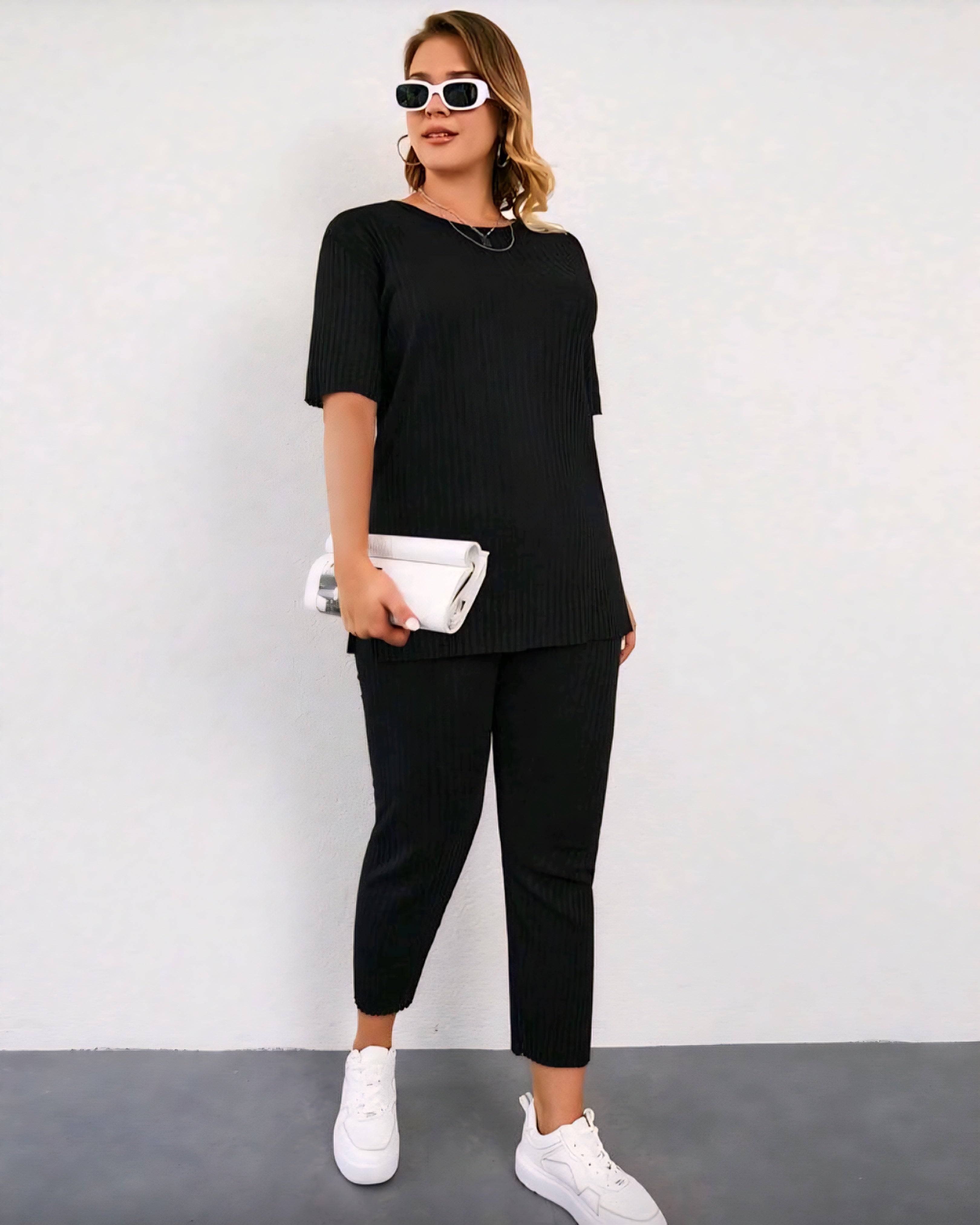 Dámský žebrovaný komplet – tunika & kalhoty