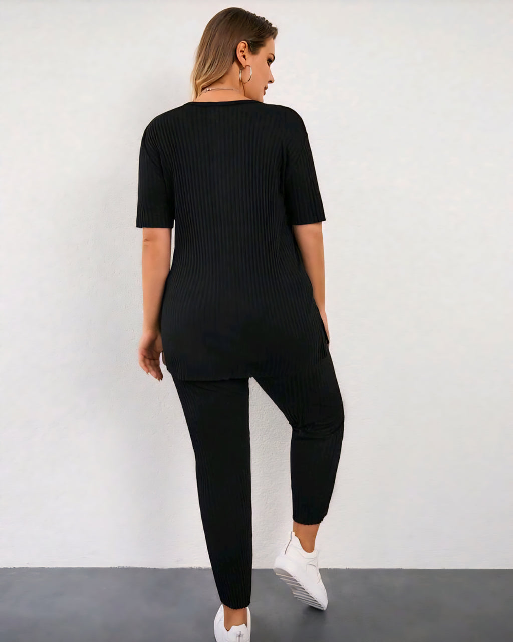 Dámský žebrovaný komplet – tunika & kalhoty