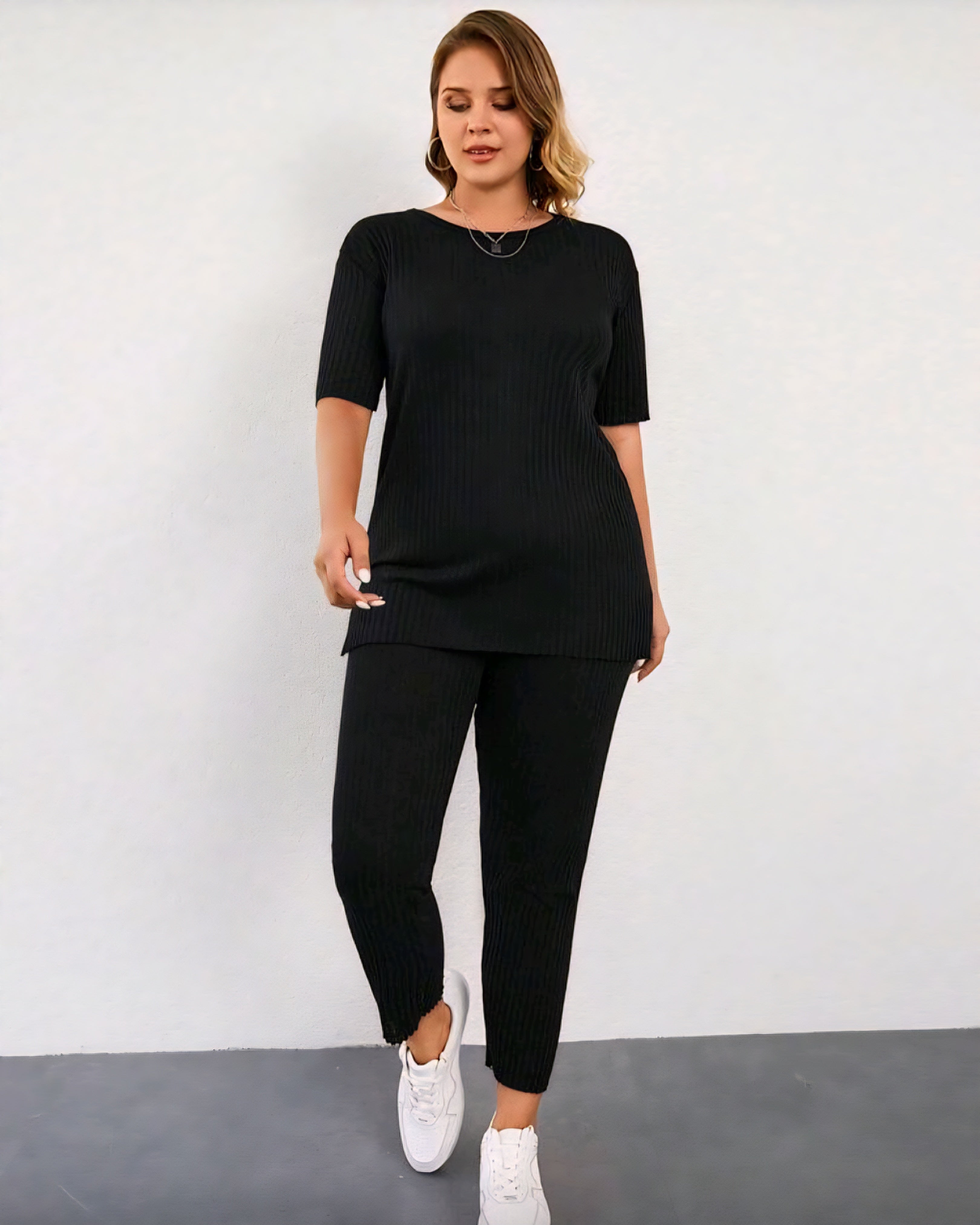 Dámský žebrovaný komplet – tunika & kalhoty