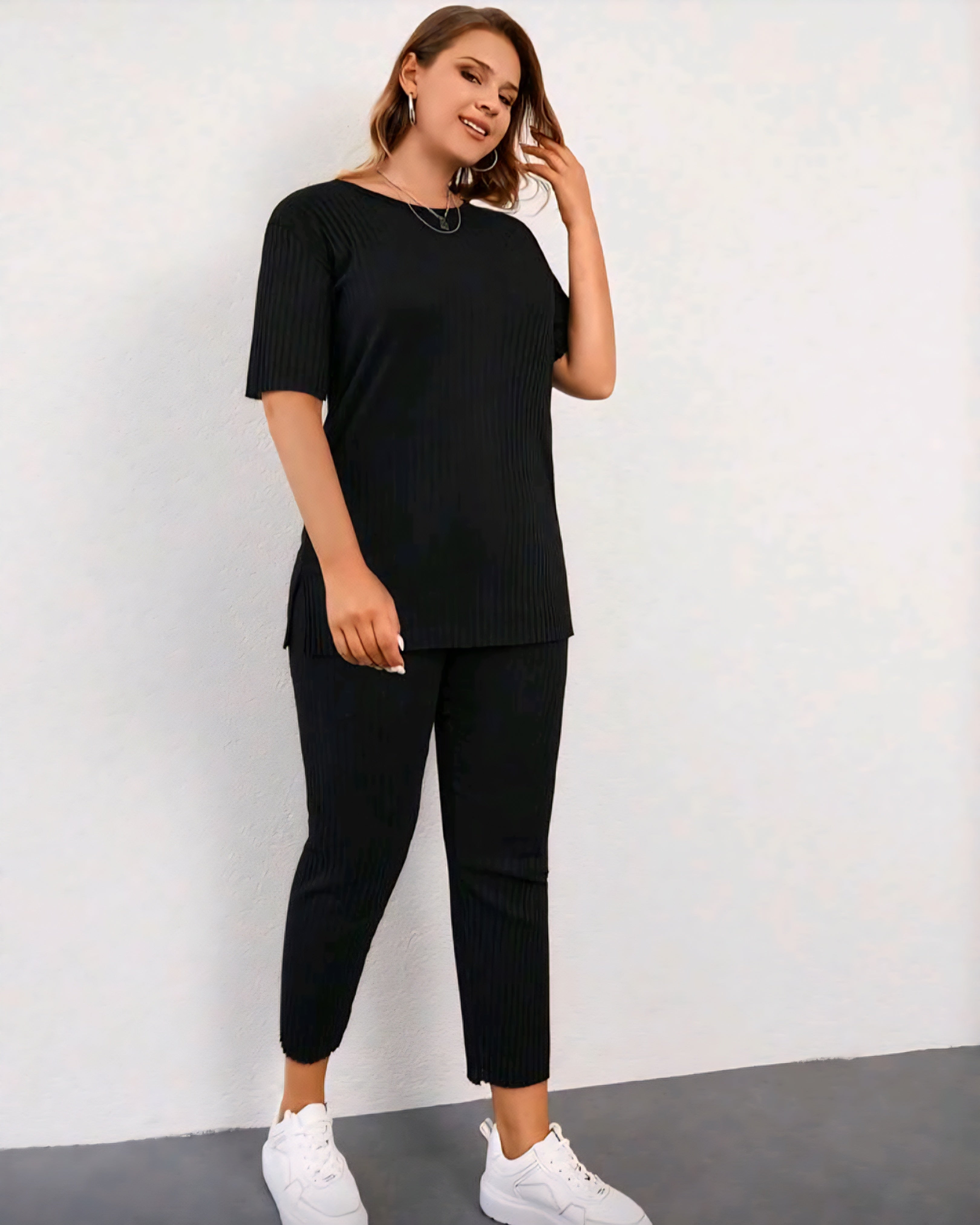 Dámský žebrovaný komplet – tunika & kalhoty