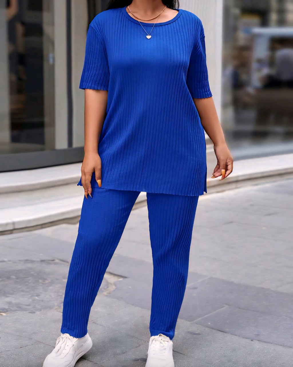 Dámský žebrovaný komplet – tunika & kalhoty