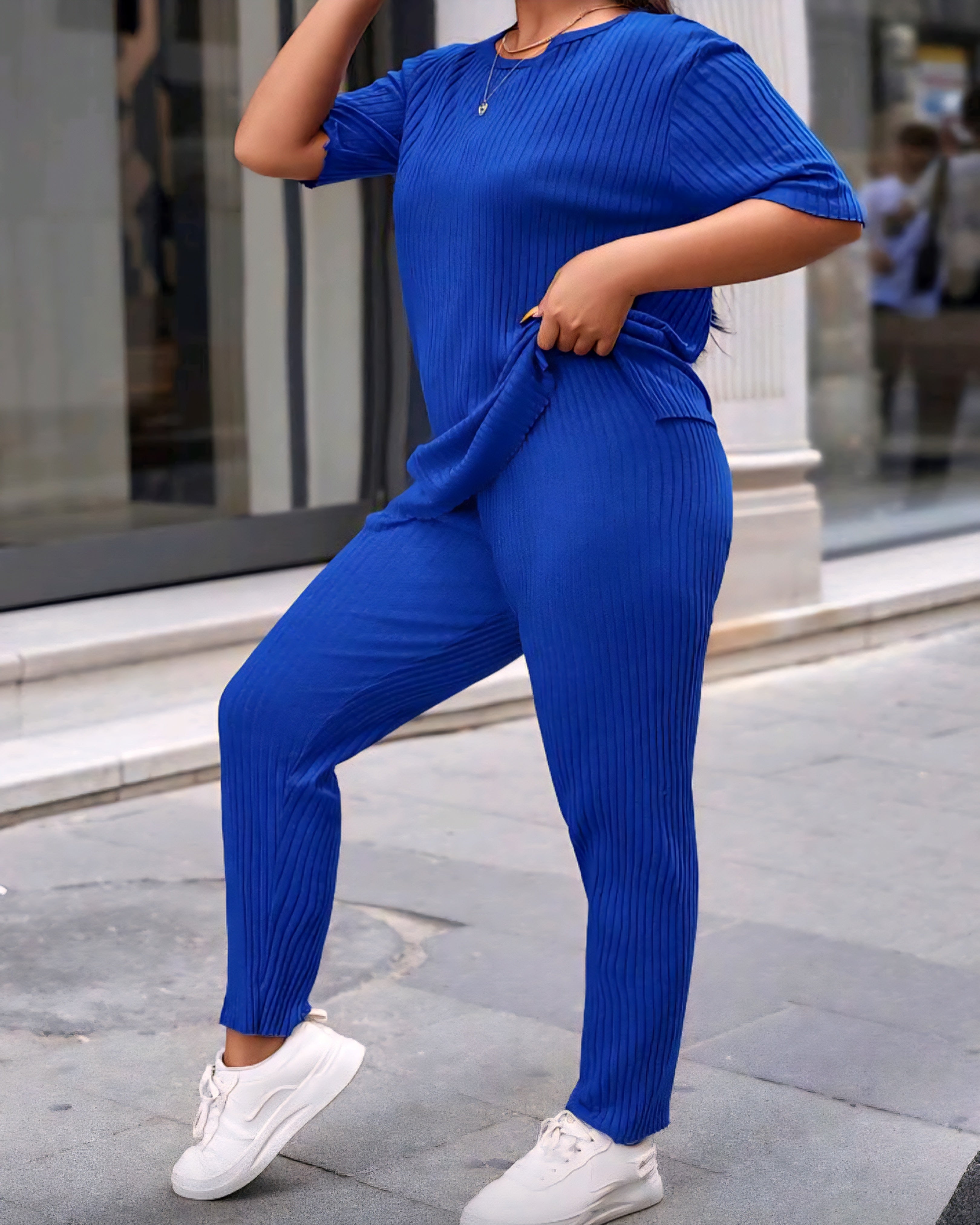 Dámský žebrovaný komplet – tunika & kalhoty