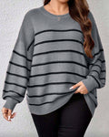 Volný pletený svetr s pruhy