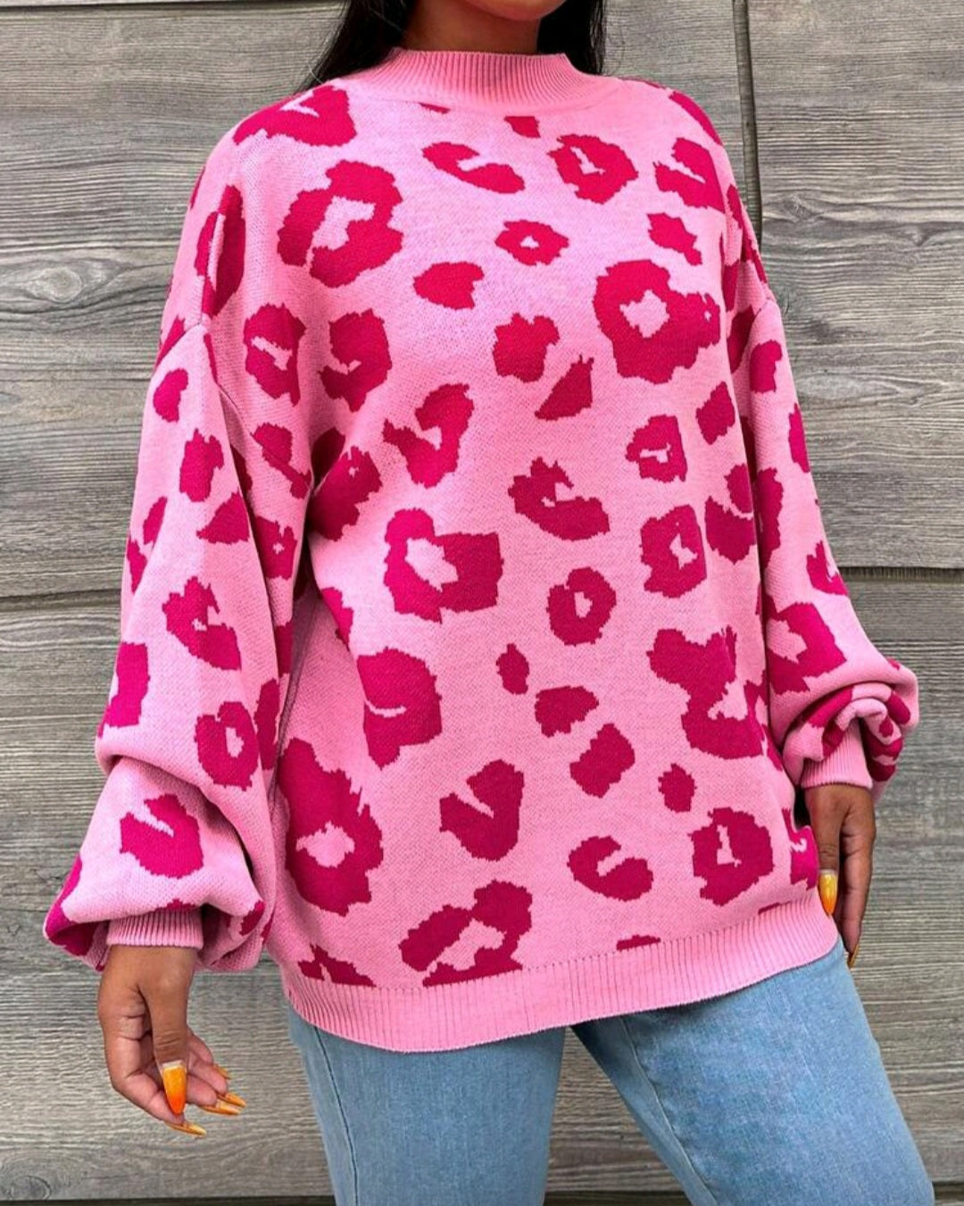 Oversize svetr s leopardím vzorem