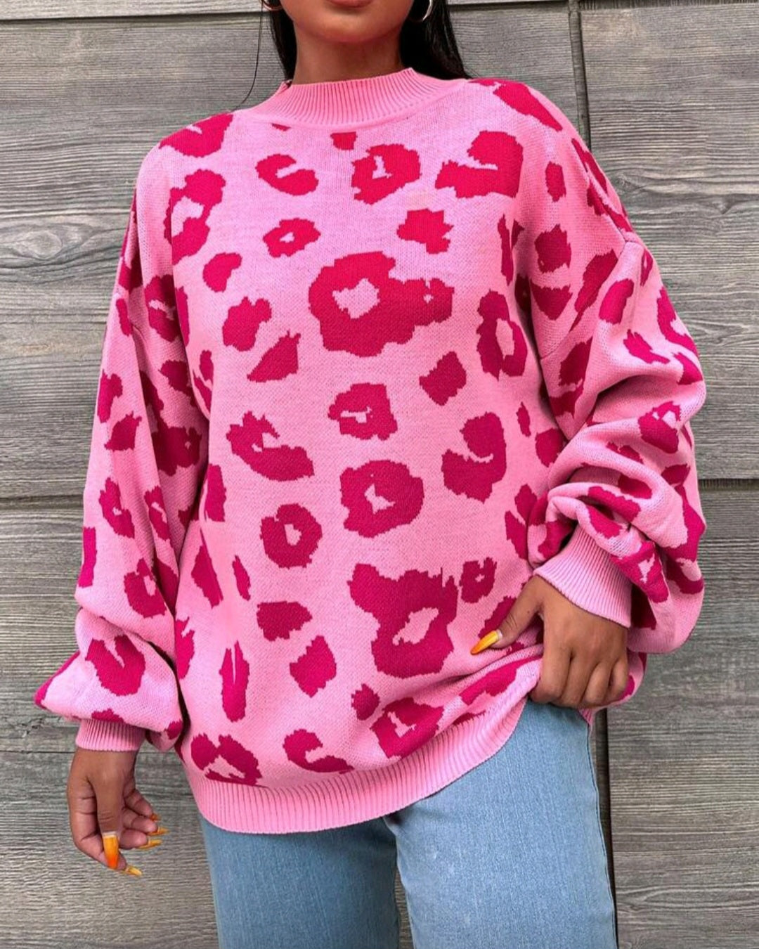 Oversize svetr s leopardím vzorem