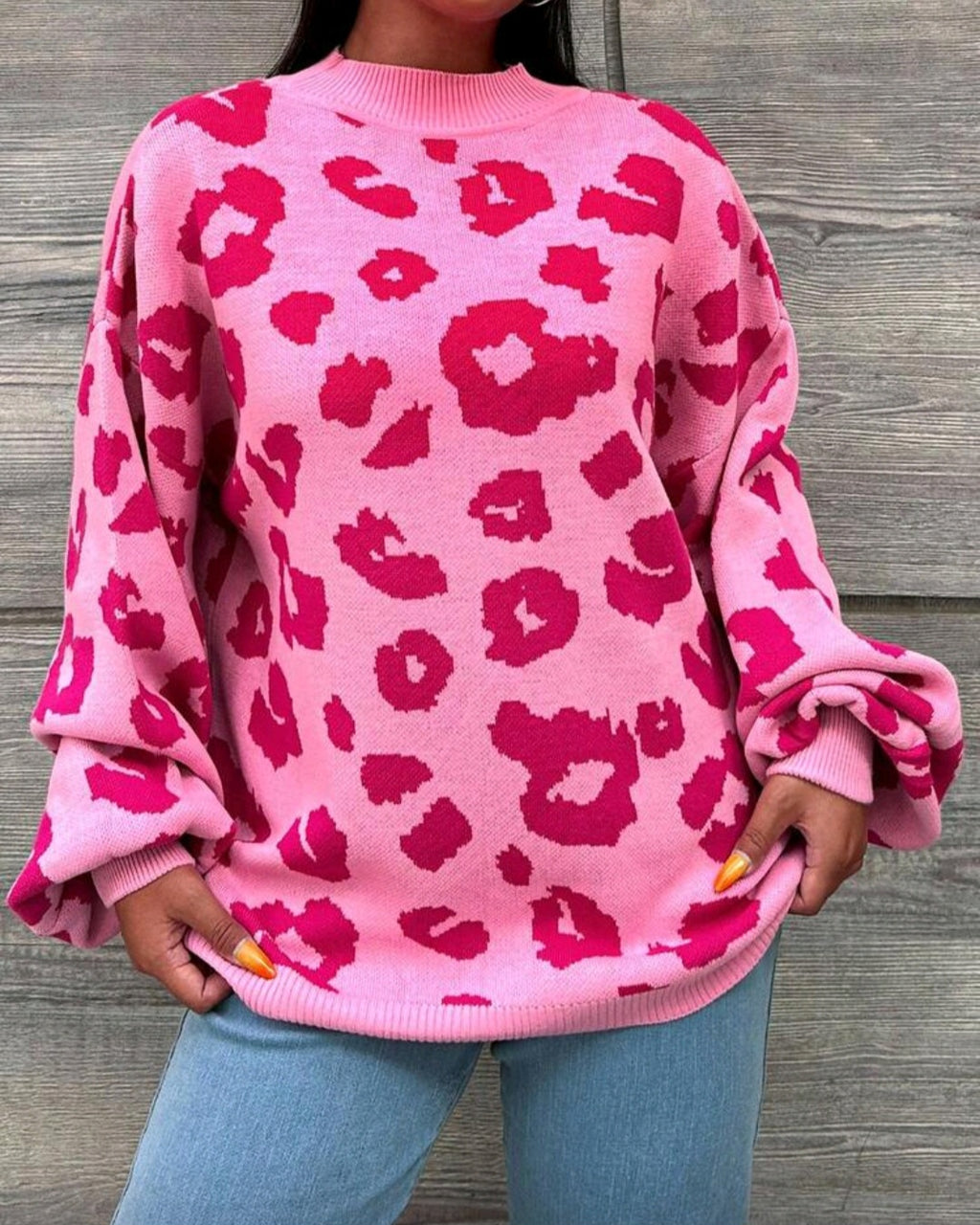 Oversize svetr s leopardím vzorem