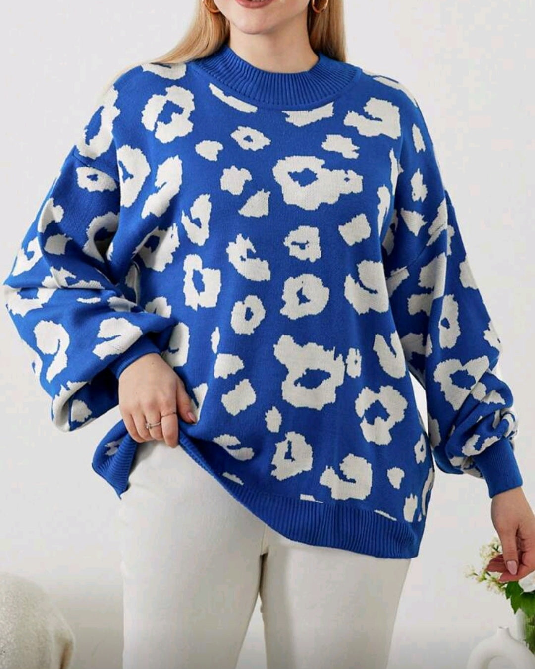 Oversize svetr s leopardím vzorem