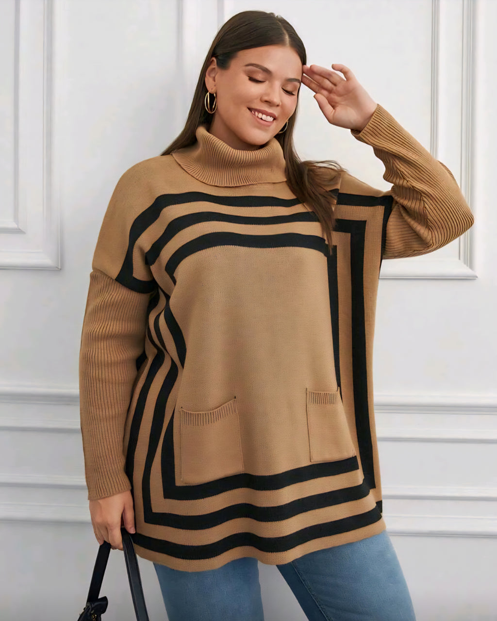 Dámský svetr s rolákem v moderním designu