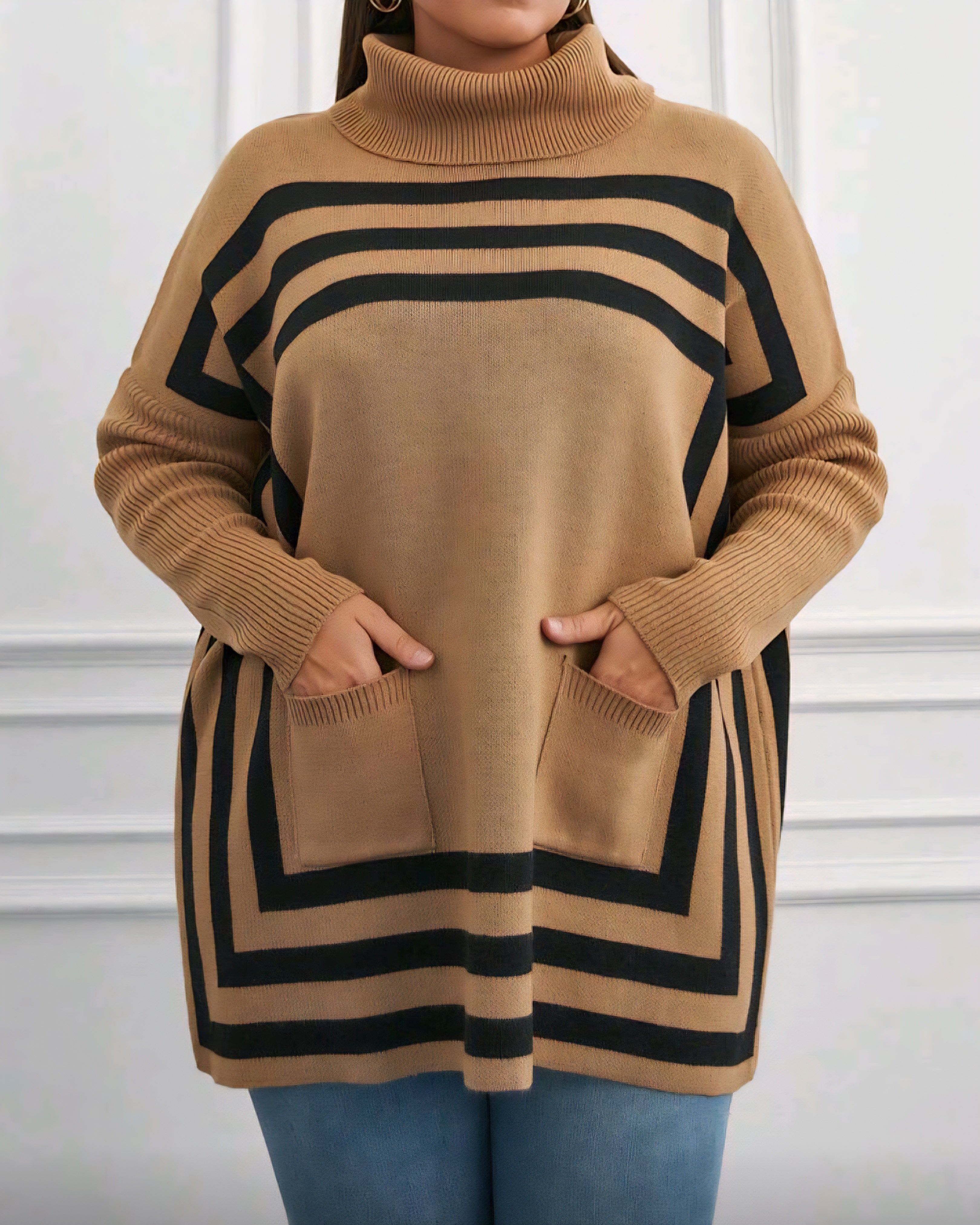 Dámský svetr s rolákem v moderním designu