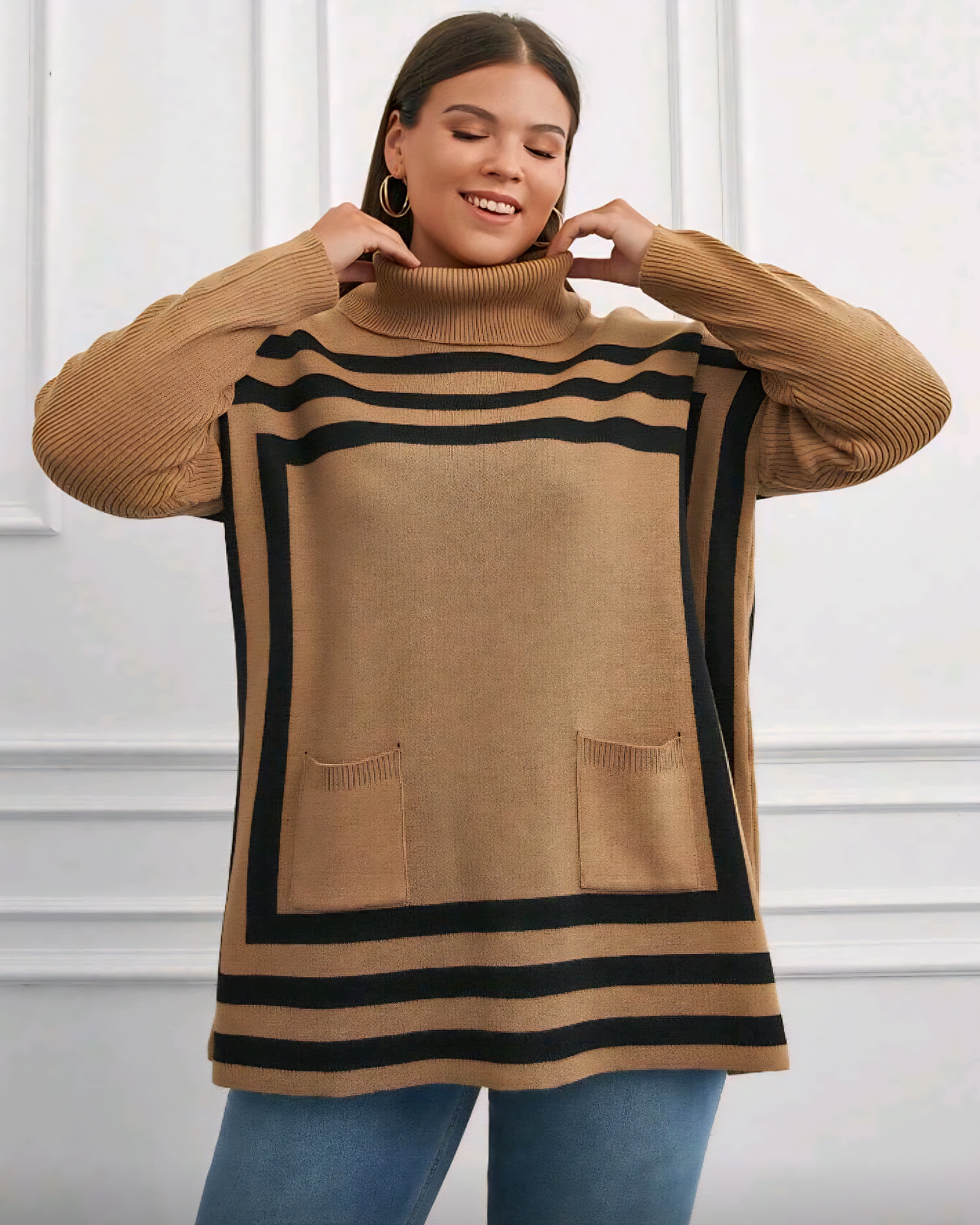 Dámský svetr s rolákem v moderním designu