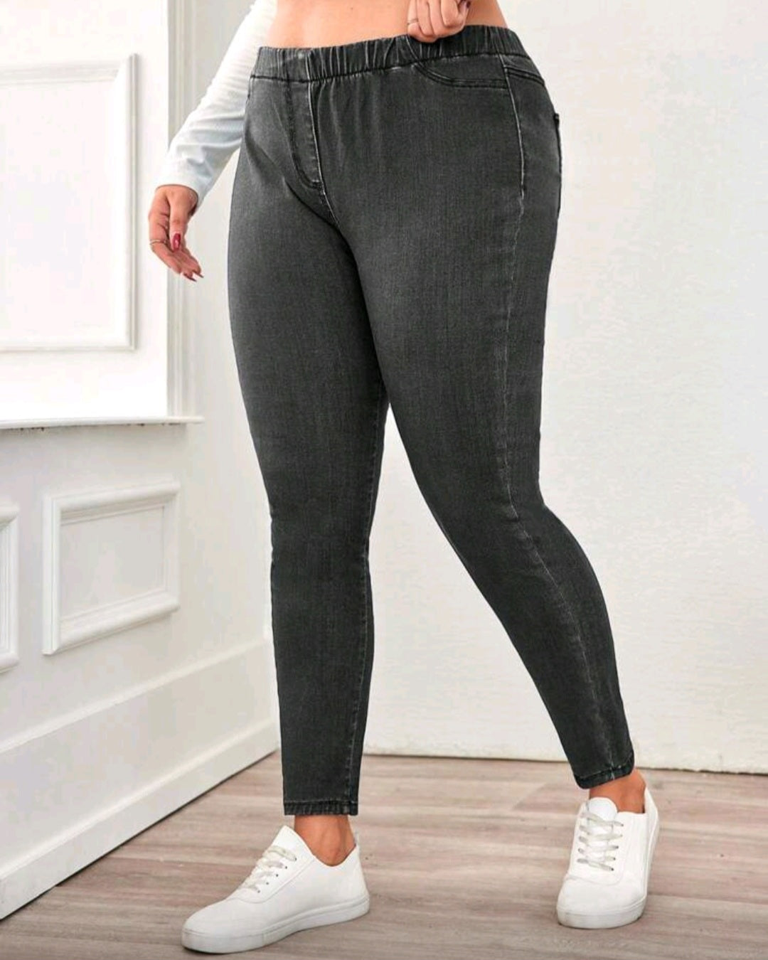 Elastické džegíny s vysokým pasem