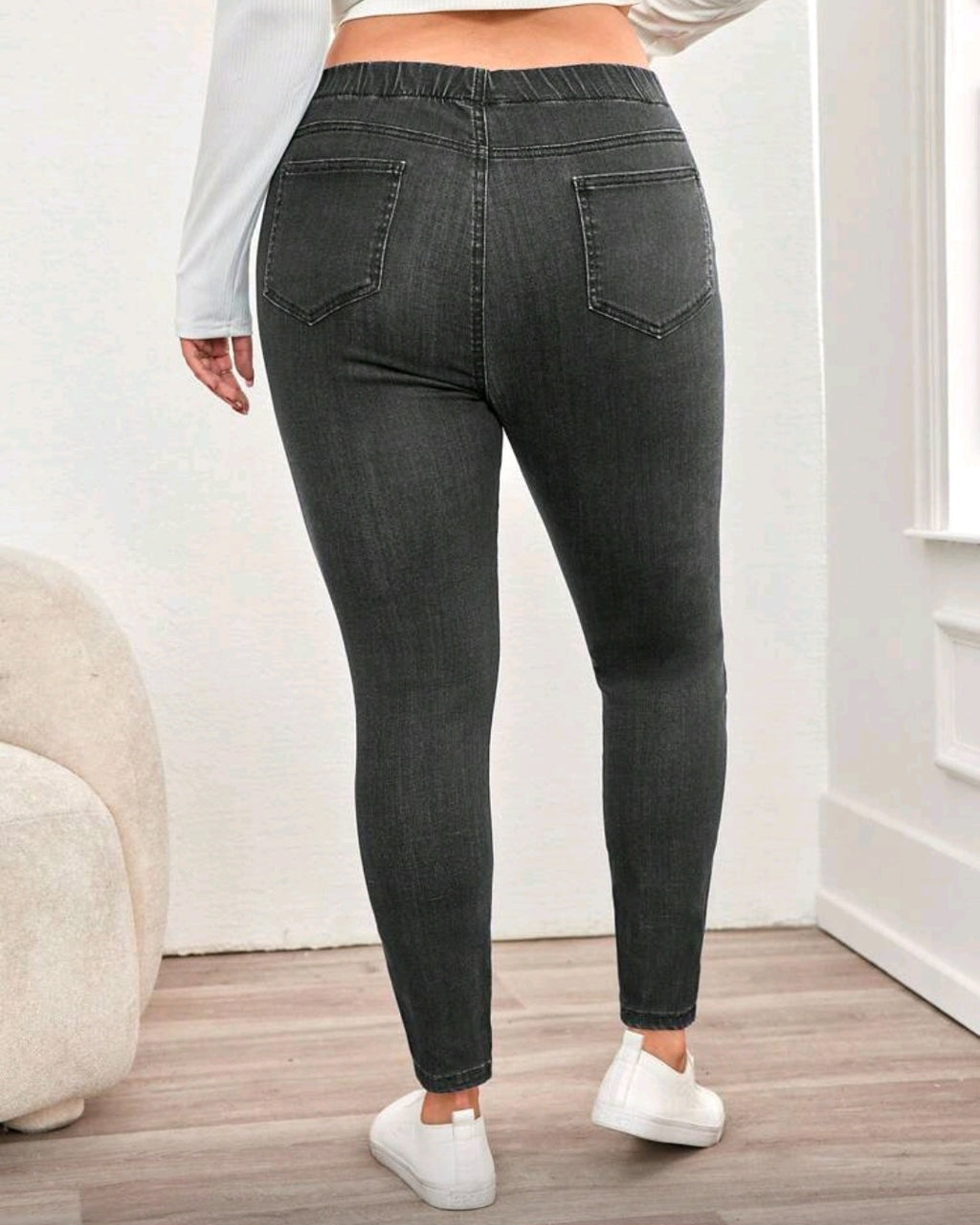 Elastické džegíny s vysokým pasem