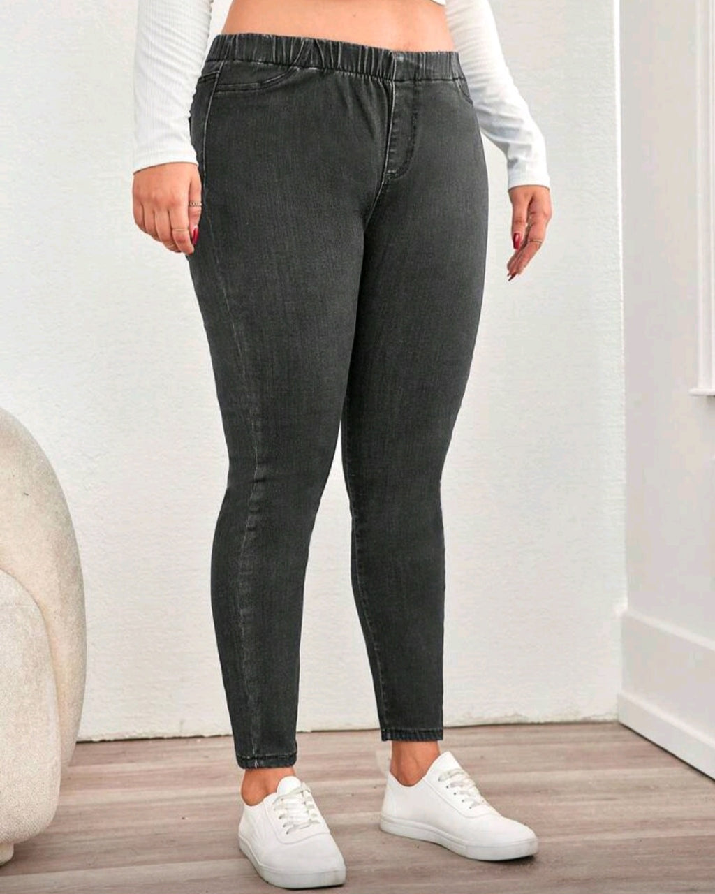 Elastické džegíny s vysokým pasem