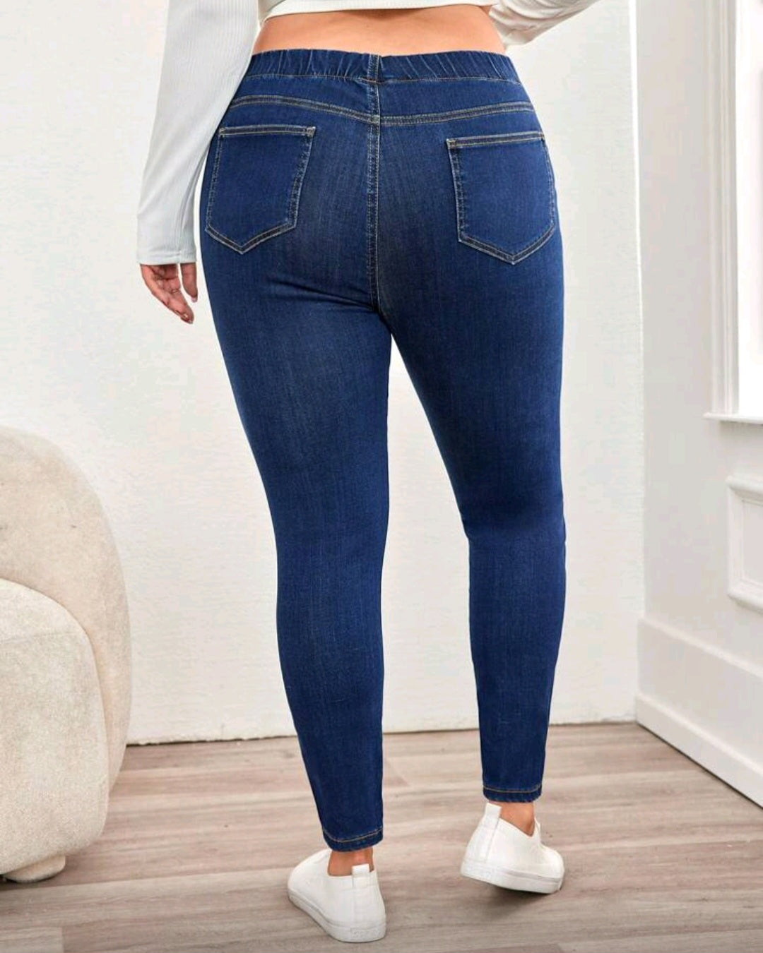 Elastické džegíny s vysokým pasem
