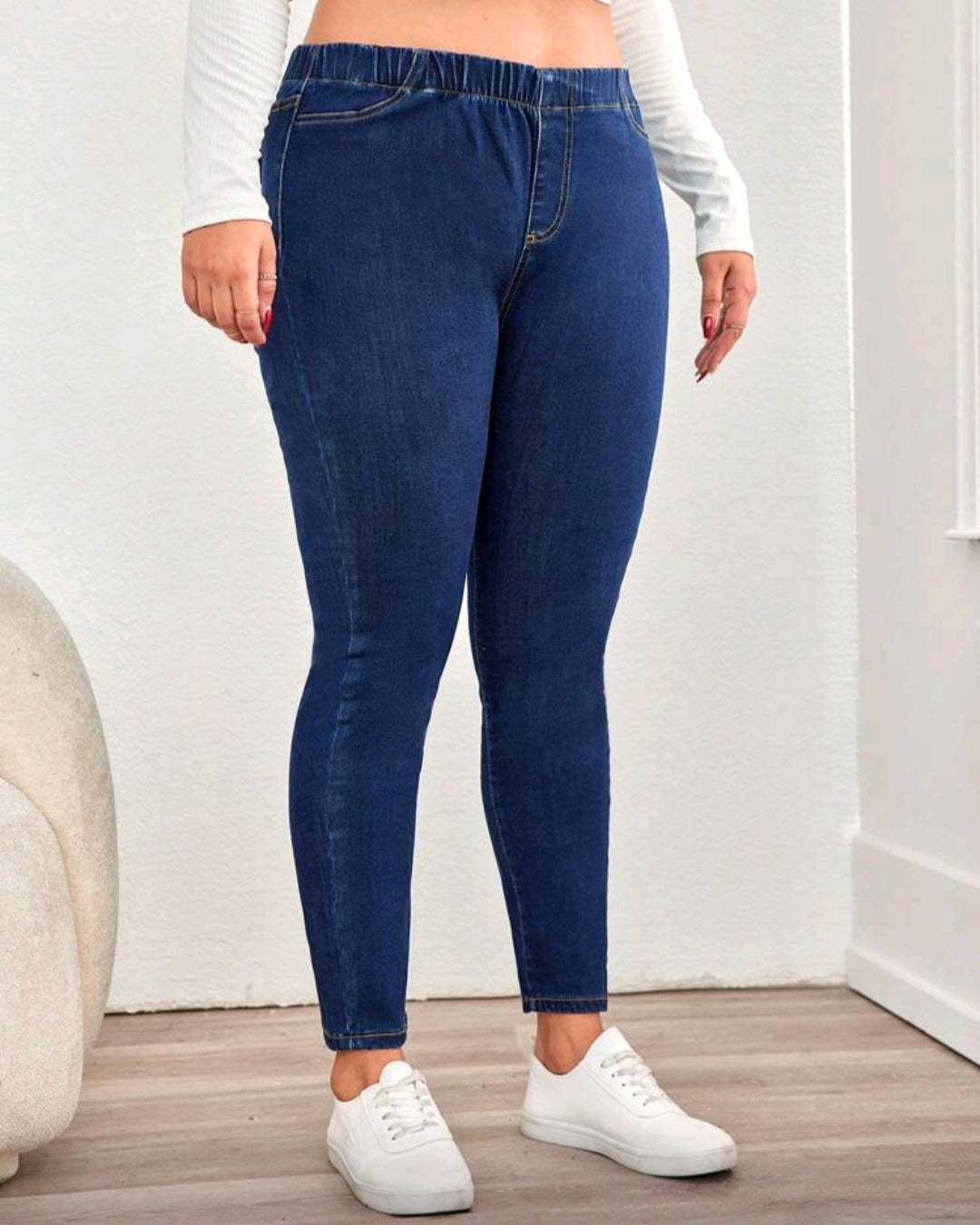 Elastické džegíny s vysokým pasem