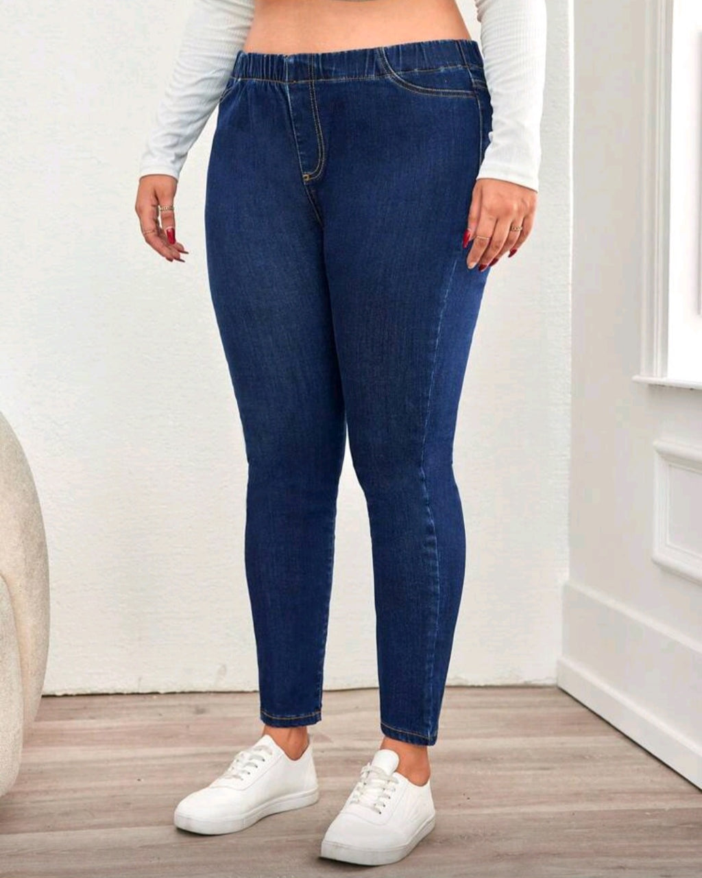 Elastické džegíny s vysokým pasem