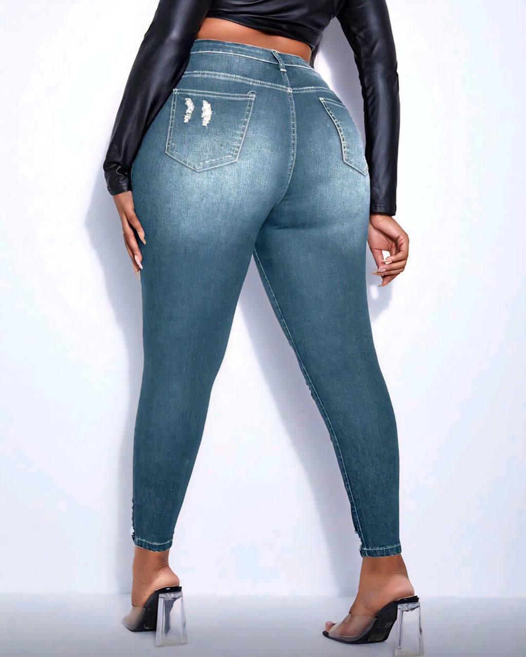 Strečové džíny s potrhaným efektem