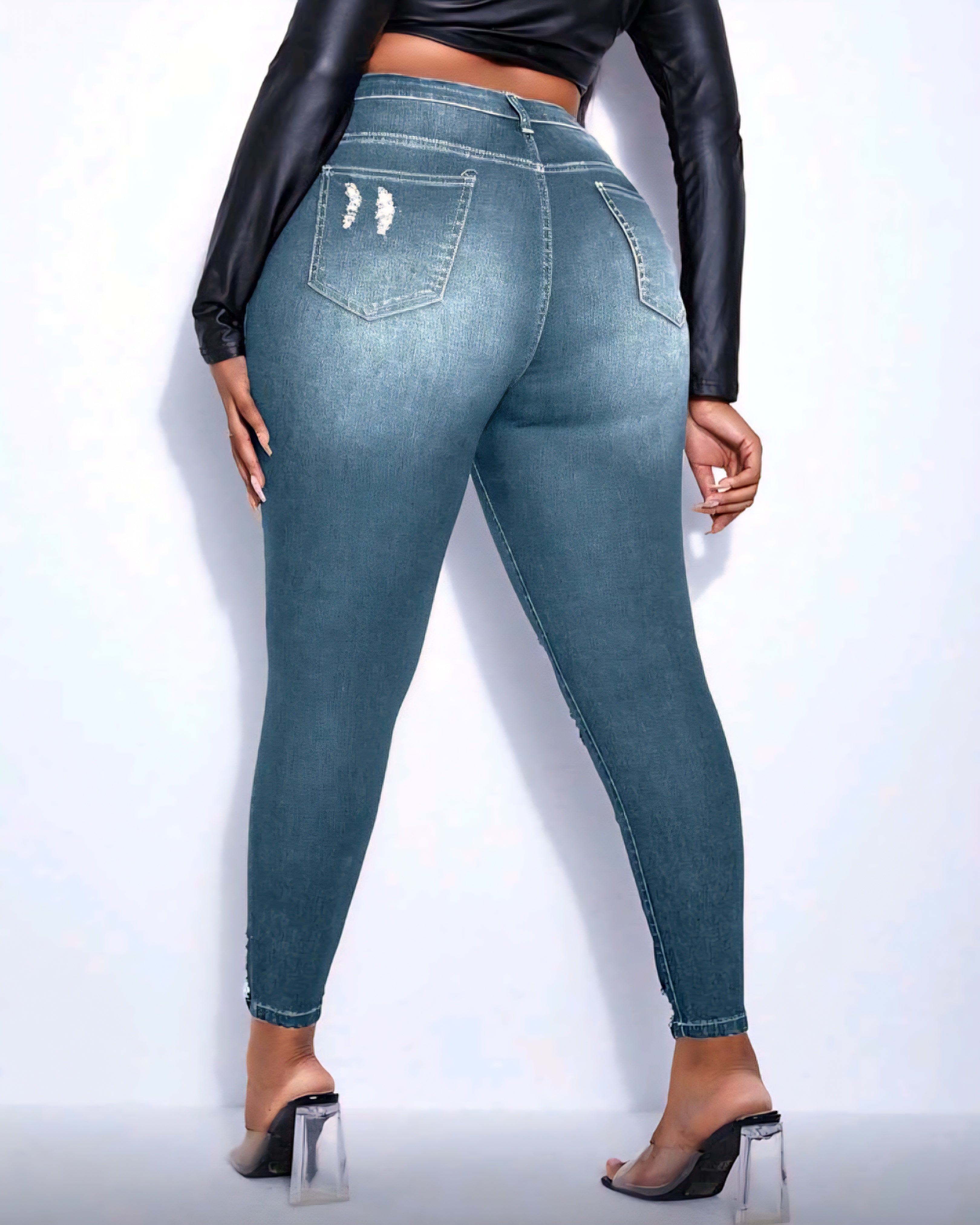 Strečové džíny s potrhaným efektem