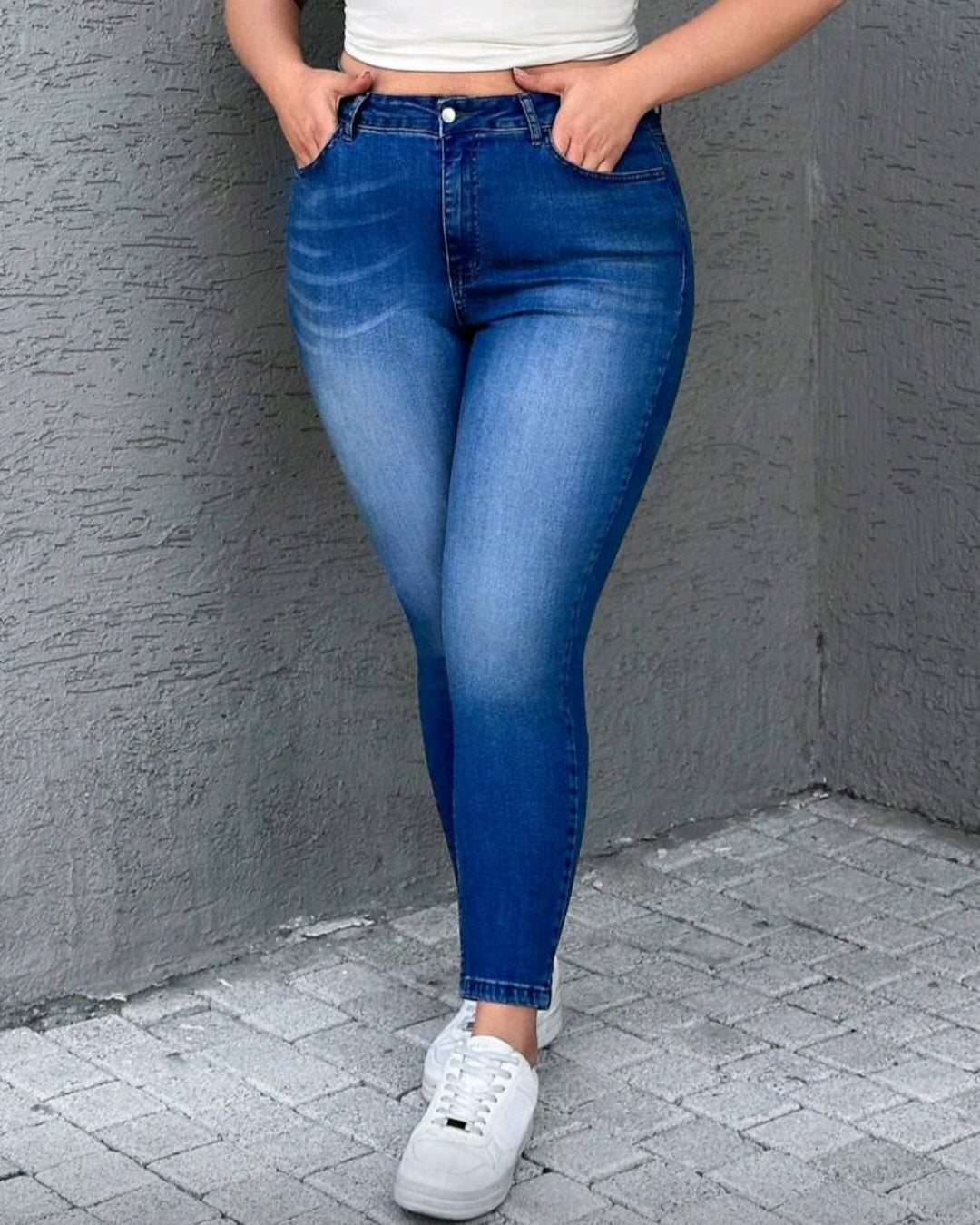 Strečové modré džíny slim fit