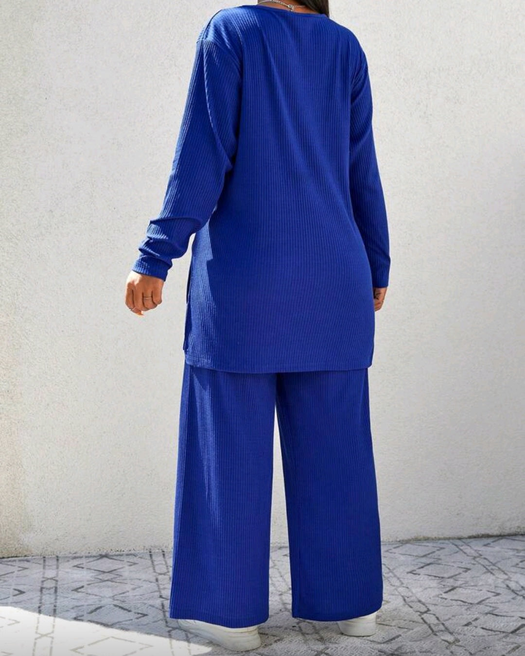 Pohodlný žebrovaný komplet s dlouhým rukávem