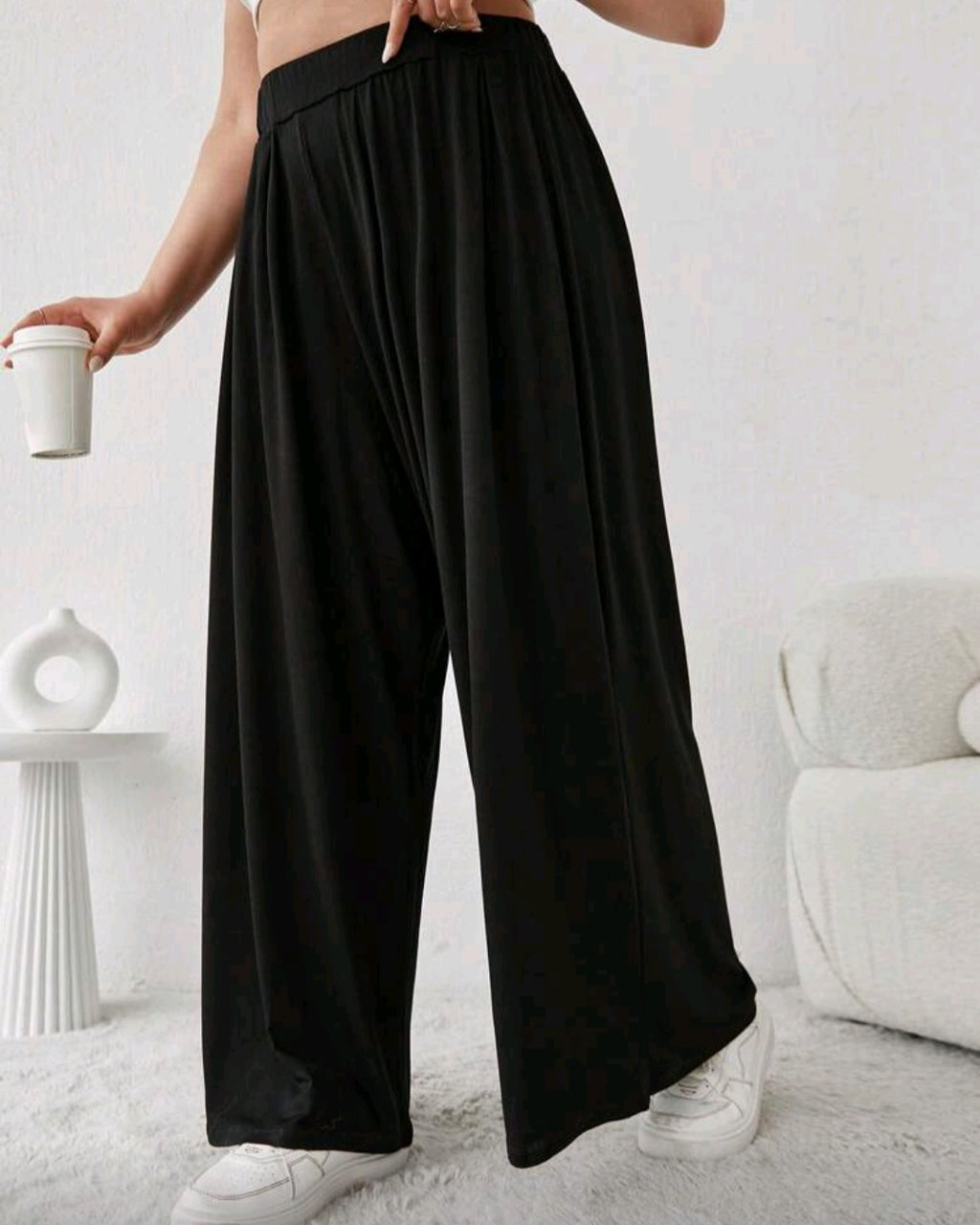 Lehké volné kalhoty s vysokým pasem
