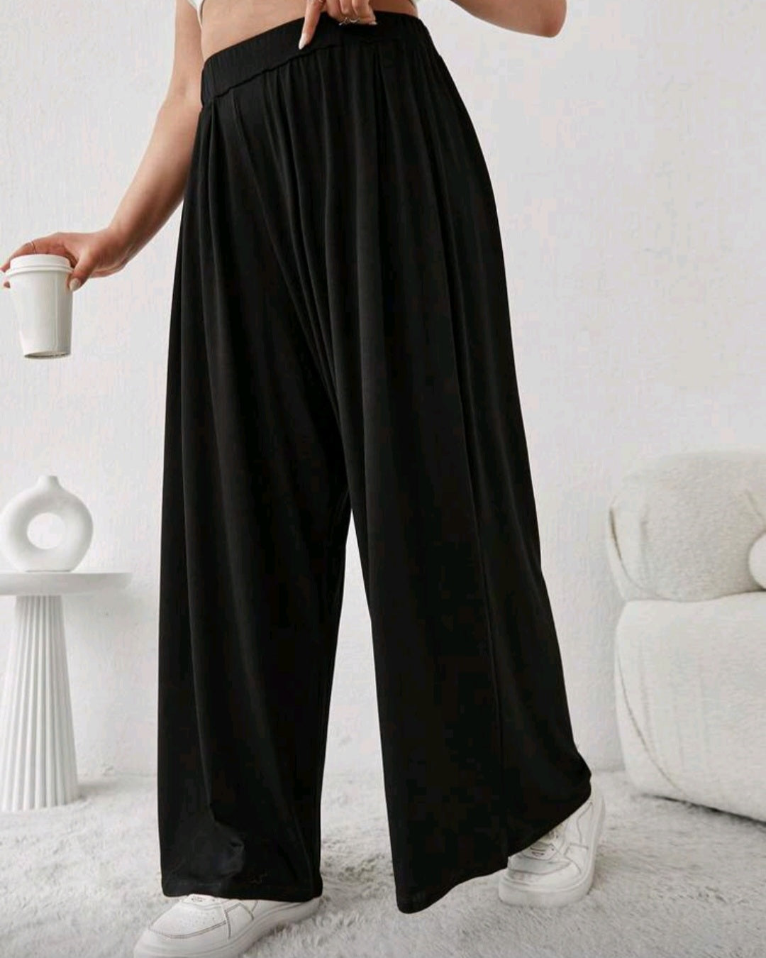 Lehké volné kalhoty s vysokým pasem