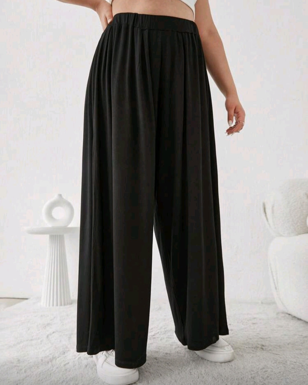 Lehké volné kalhoty s vysokým pasem