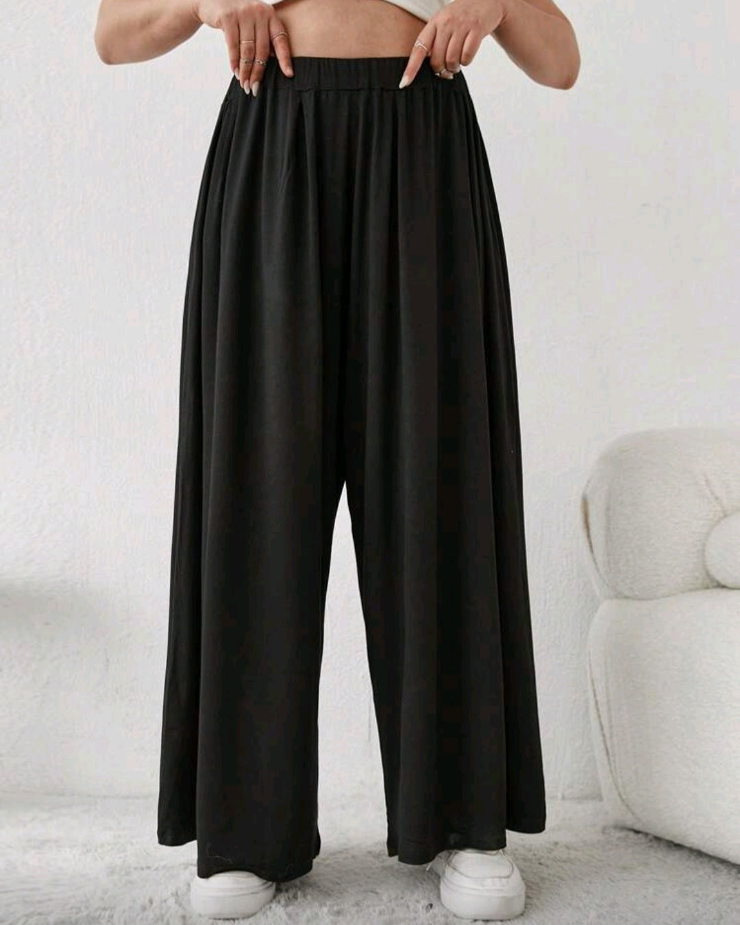 Lehké volné kalhoty s vysokým pasem