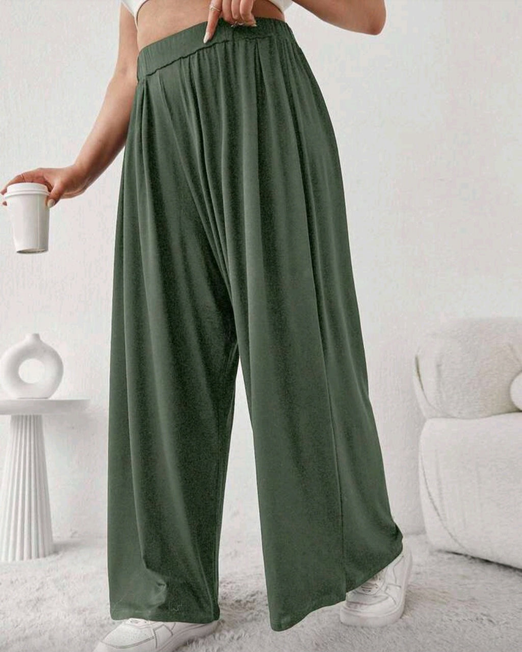Lehké volné kalhoty s vysokým pasem
