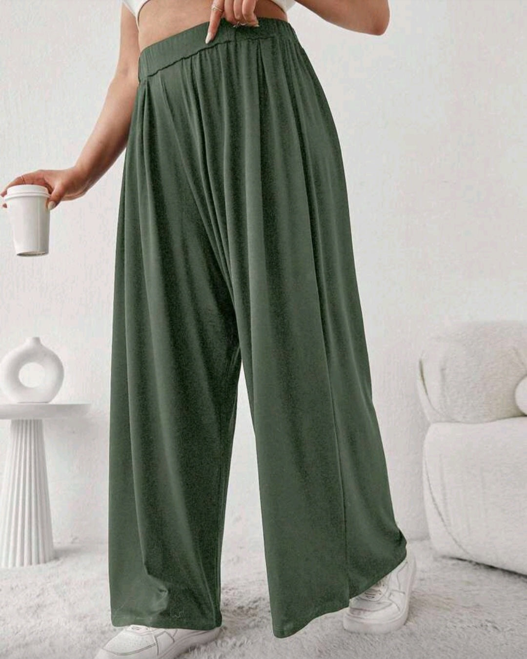 Lehké volné kalhoty s vysokým pasem