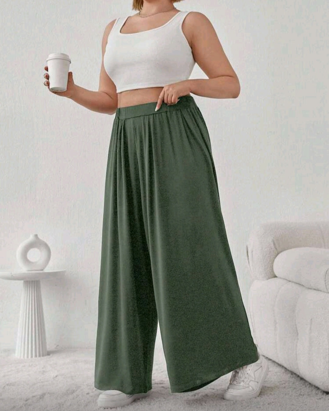Lehké volné kalhoty s vysokým pasem