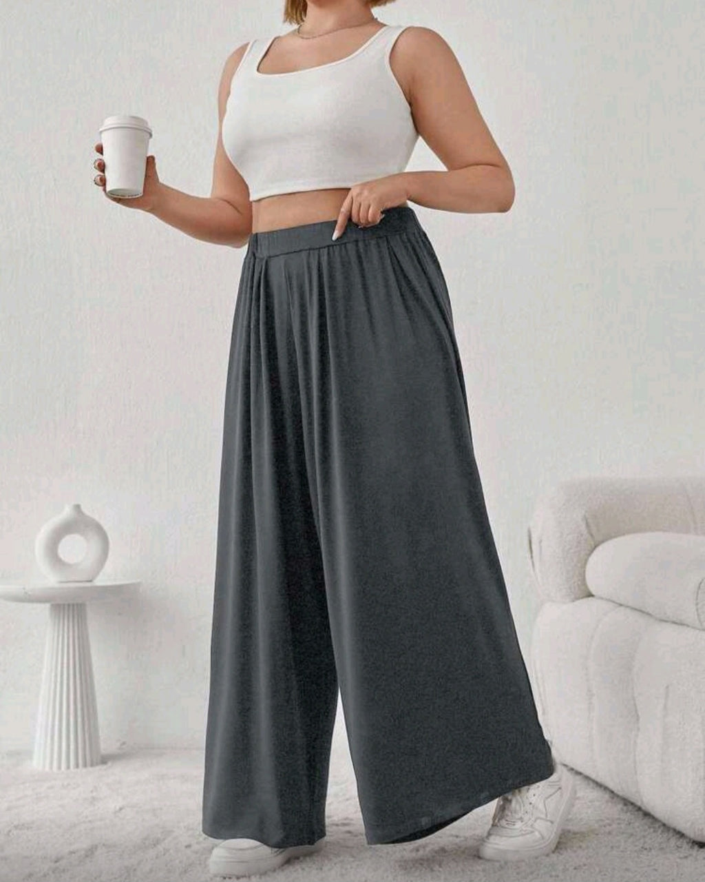 Lehké volné kalhoty s vysokým pasem