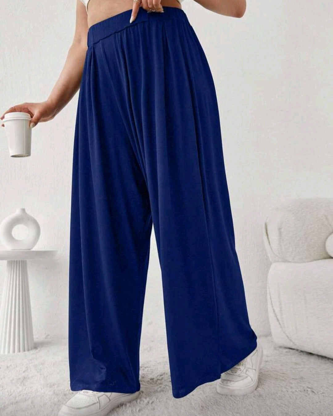 Lehké volné kalhoty s vysokým pasem
