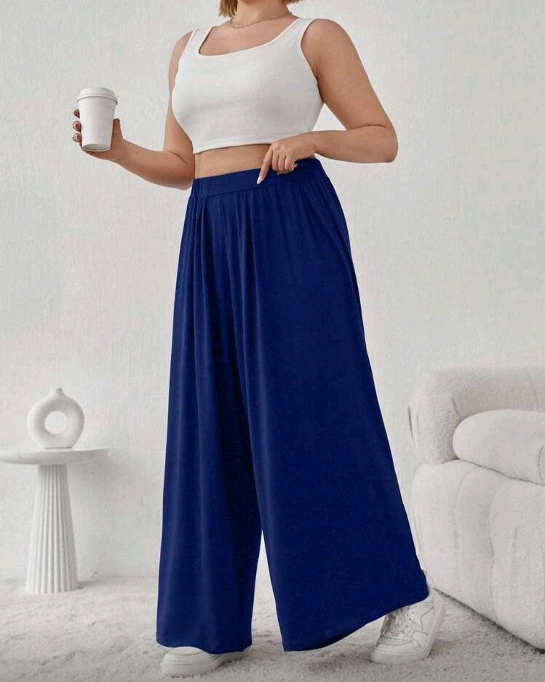 Lehké volné kalhoty s vysokým pasem