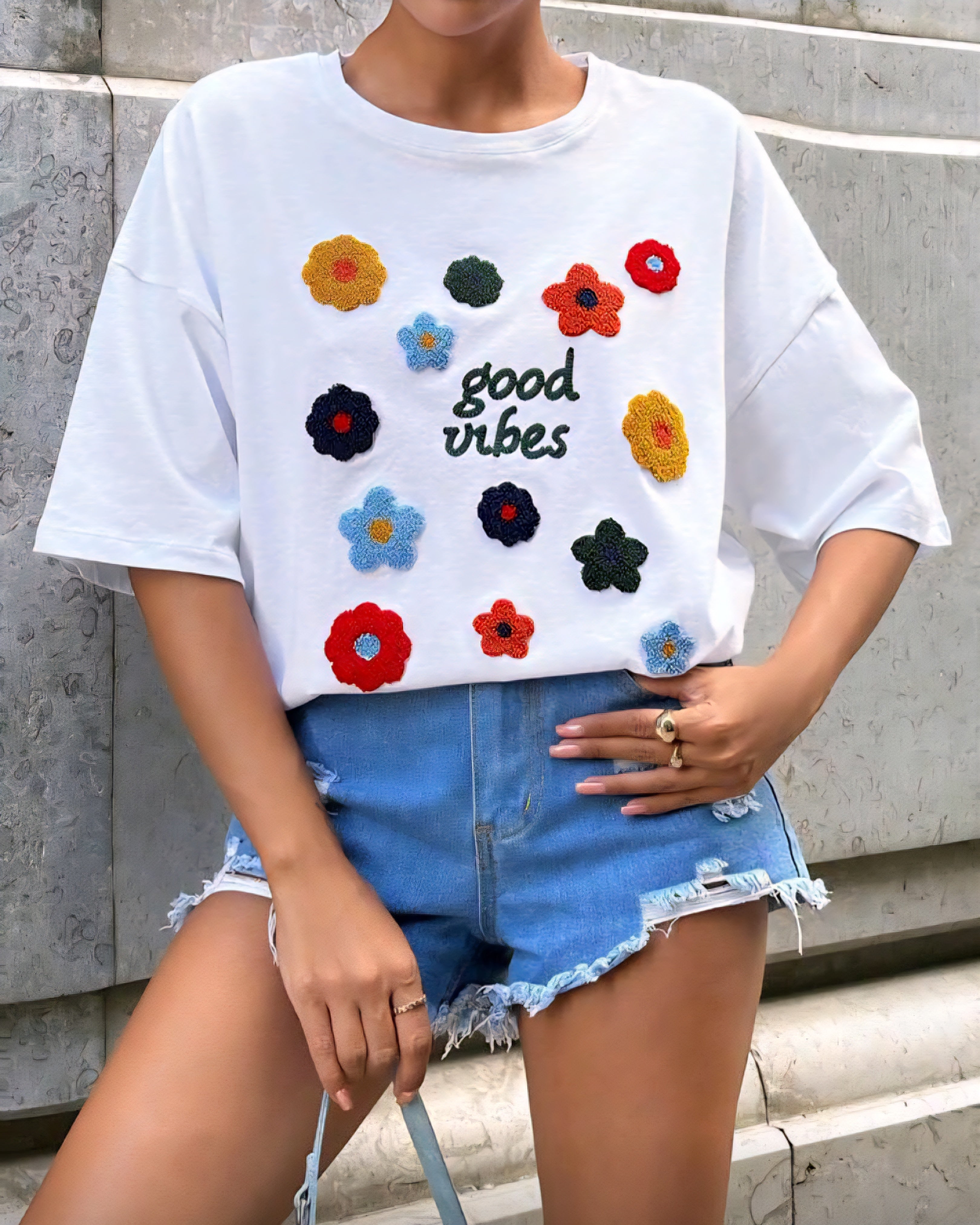 Bavlněné tričko s květy