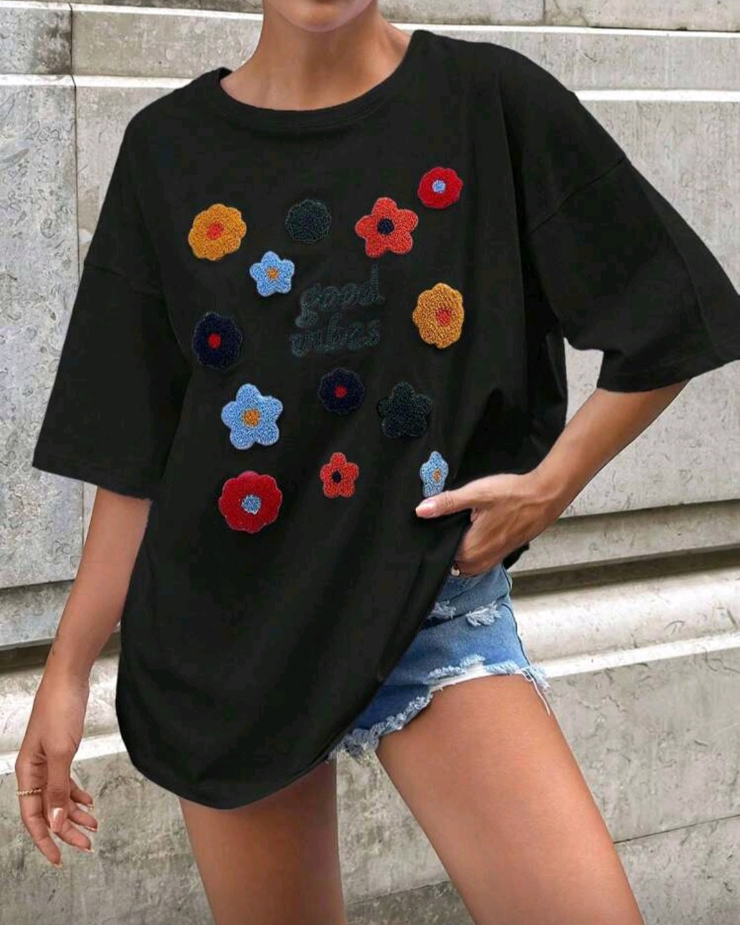 Bavlněné tričko s květy