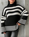 Volný pletený svetr s pruhy