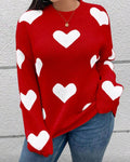 Volný pletený svetr se srdíčky