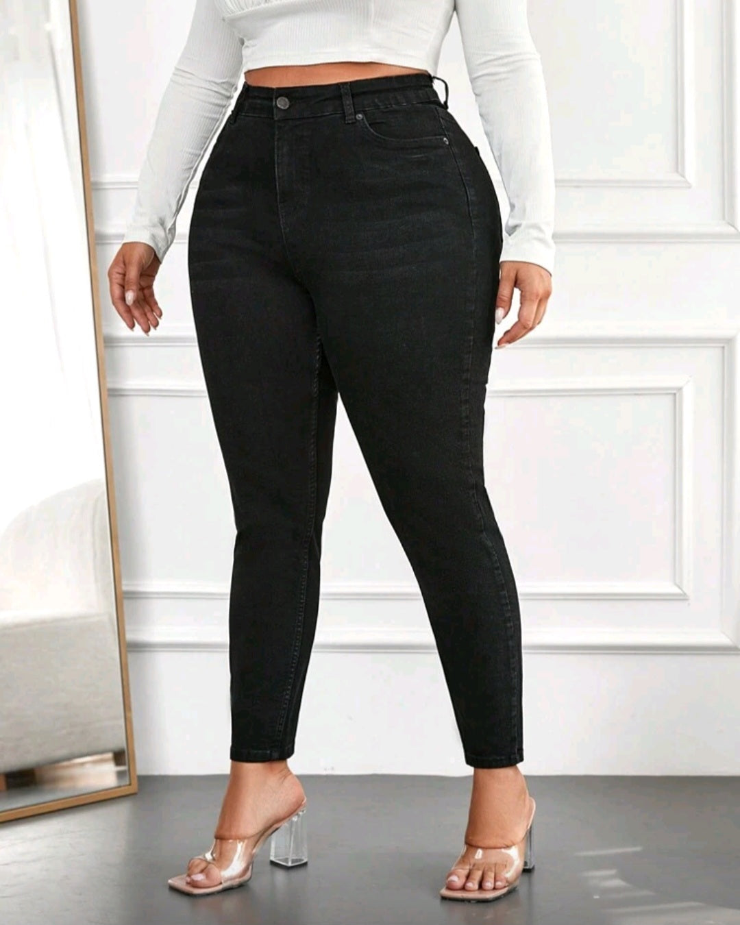 Strečové černé džíny