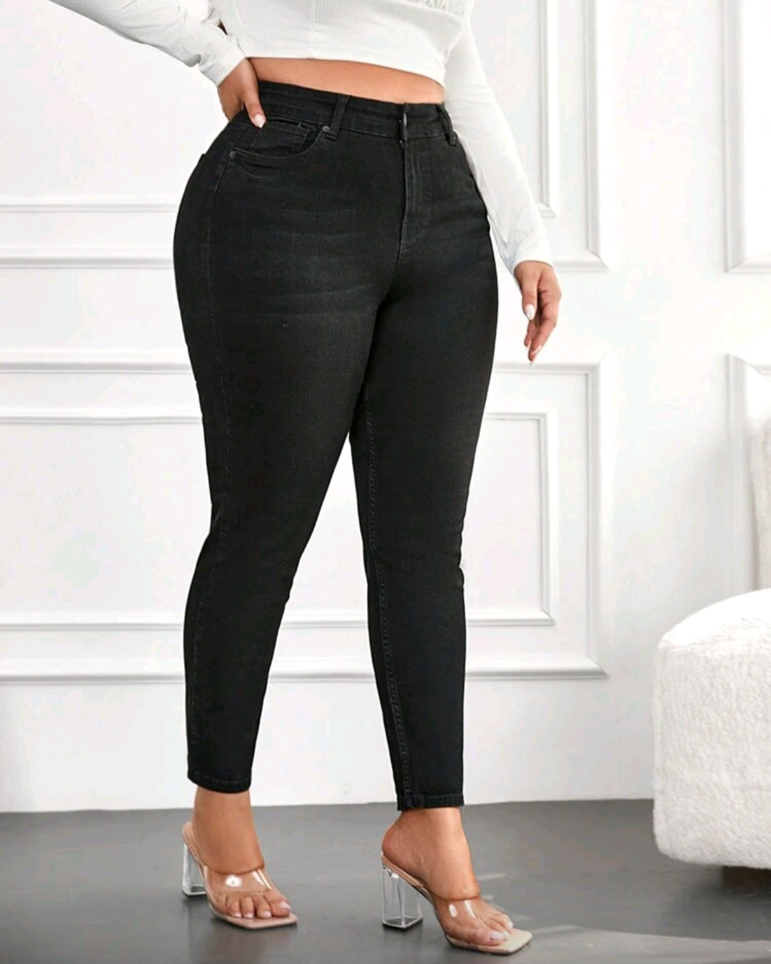 Strečové černé džíny