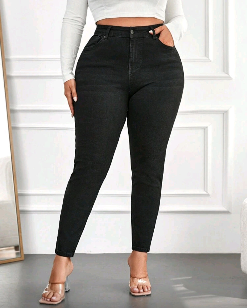 Strečové černé džíny