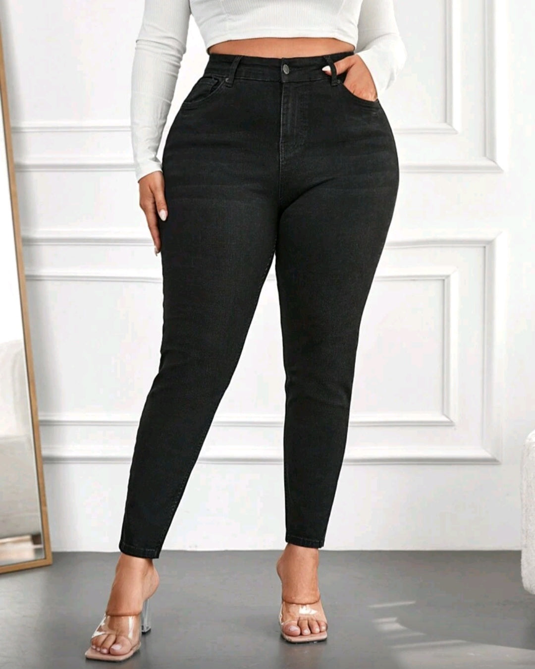 Strečové černé džíny