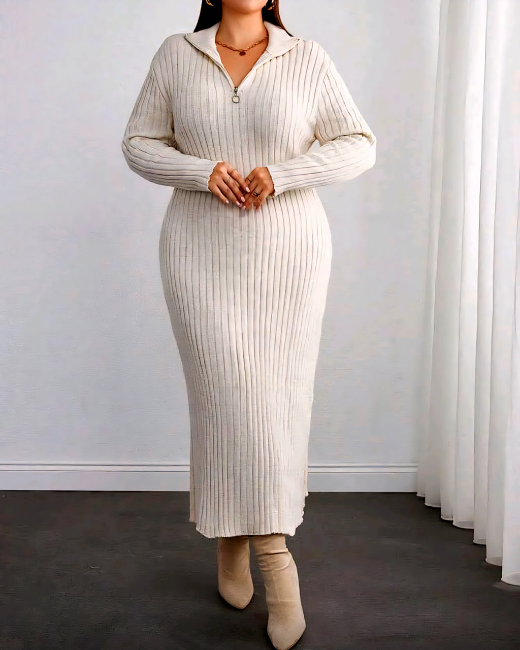 Dámské dlouhé pletené šaty