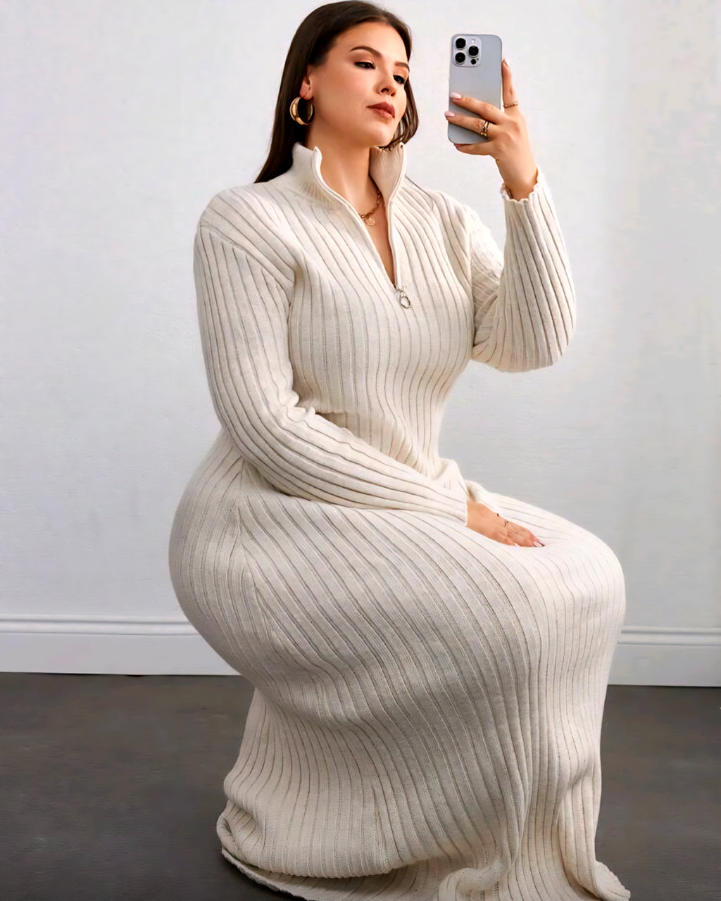 Dámské dlouhé pletené šaty