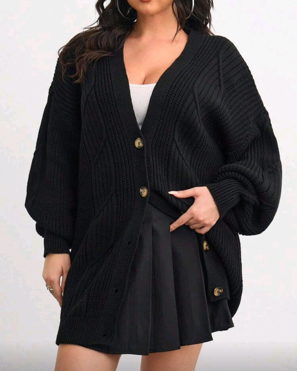 Černý oversize pletený kardigan na knoflíky