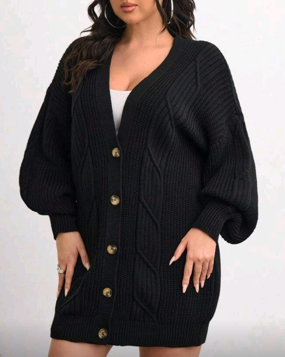 Černý oversize pletený kardigan na knoflíky